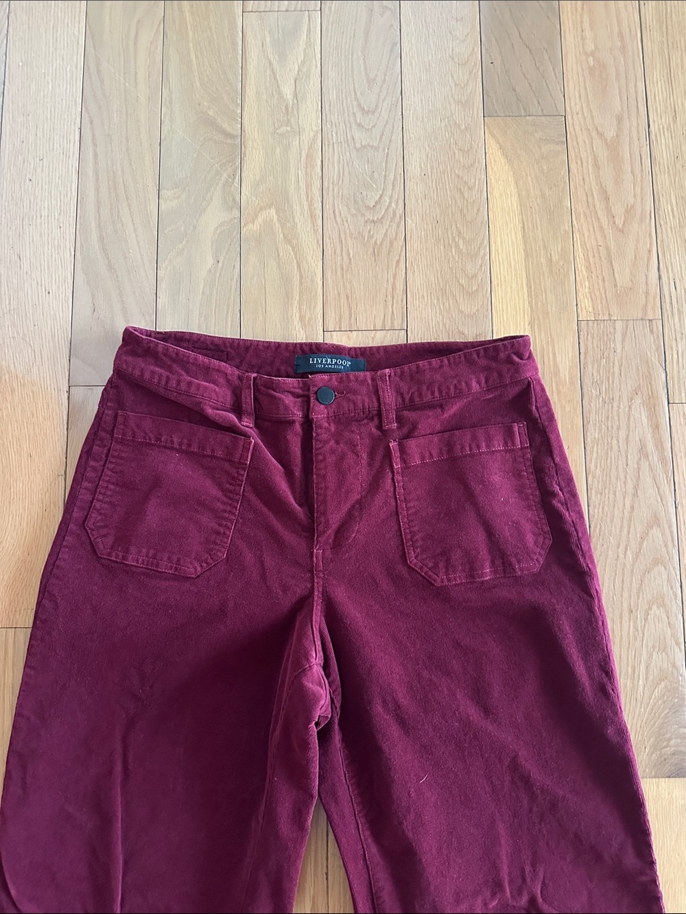 Liverpool Women's Wide-Leg Corduroy Jeans in Burgundy - Picture 2 of 3